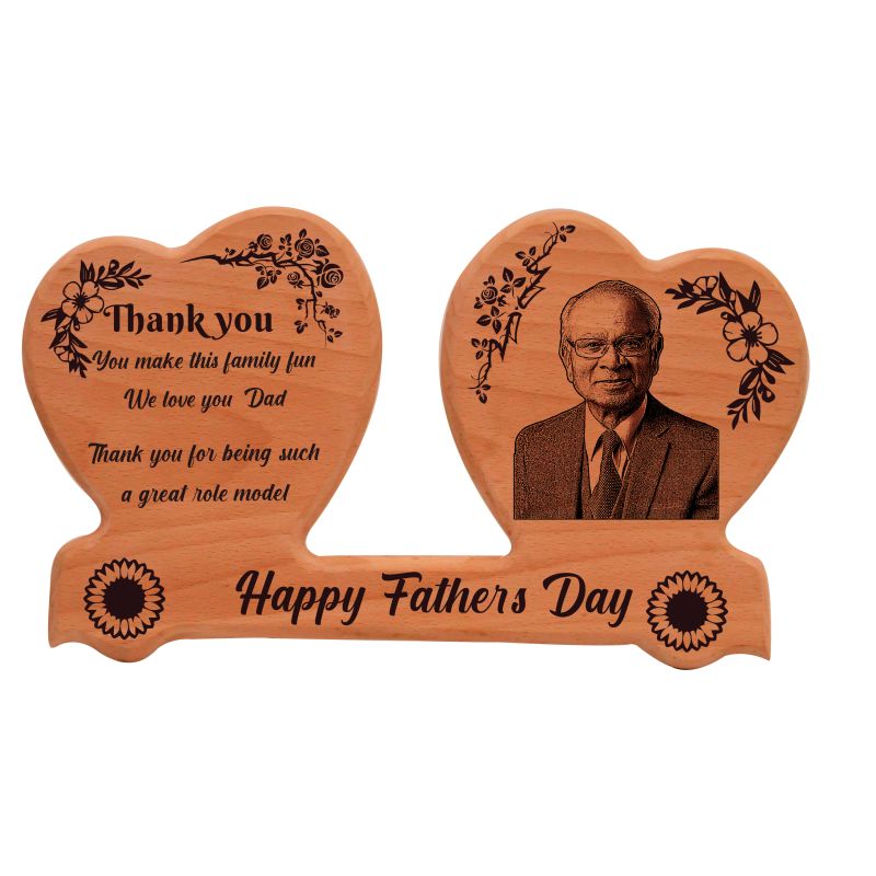 Personalized Engraved Wooden Photo Frame Customized With Photo & Text | Gift For Fathers day